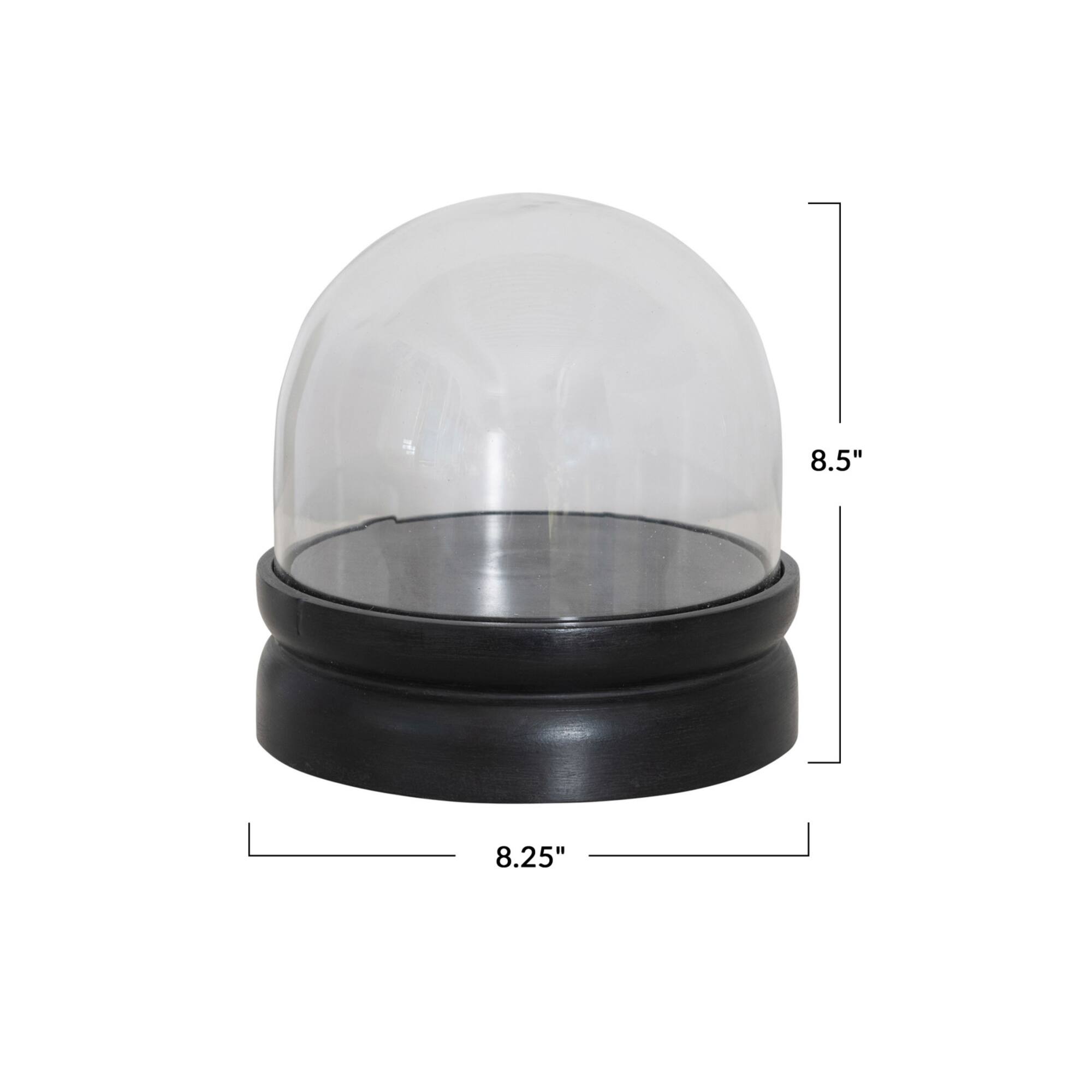 Hello Honey® 8.5" Glass Cloche with Black Mango Wood Base Set